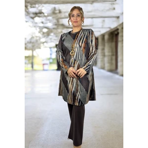 Yagmur Beren Bisiklet Yaka Yumoş Viskon Kumaş Tunik Beli Lastikli Viskon Pantolon Büyük Beden Alt Üst Takım