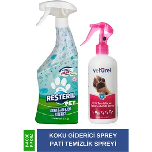 Resteril Hiyen Spreyi Pet 750Ml Veturel Pati Temizleme 300Ml Set Pati Koku