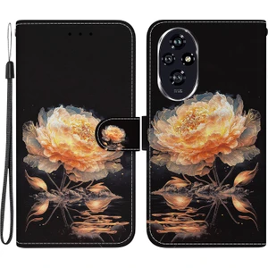 Honor 200 5g Kılıf Desenli Baskı Deri Cüzdan Telefon Kılıfı (Yurt Dışından)