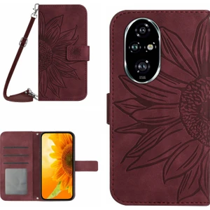 Honor 200 5g Kılıf Için Ayçiçeği Çevirme Deri Telefon Kapak Kartı Yuvaları (Yurt Dışından)