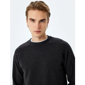 Dikiş Detaylı Pamuk Karışımlı Uzun Kollu Bisiklet Yaka Basic Sweatshirt
