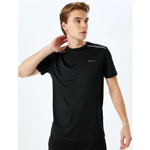 Bisiklet Yaka Kısa Kollu Slogan Baskılı Spor Tişört