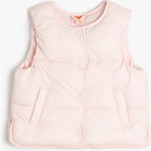 Cep Detaylı Yuvarlak Yaka Kapitone Yelek