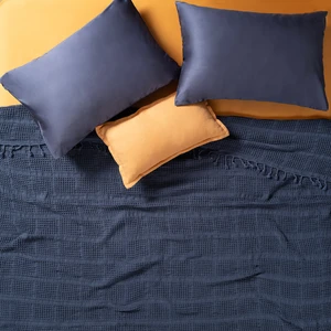 Solıd Çift Kişilik Tencel - Cotton Tencel Pamuk Pike 200x220 Cm Lacivert