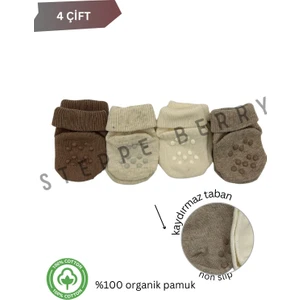 Steppe Berry 4'lü Organik Pamuk Yenidoğan Bebek Çorabı