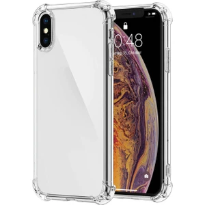 Kzy Apple iPhone Xs Kapak Kamera Bölümü Açık Airbag Antishock Köşe Korumalı Şeffaf Silikon Kılıf