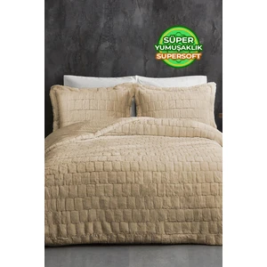 Evlen Home Collection Çift (Taraflı) Kişilik Kürk Yorgan Uyku Seti Yumuşak Dolgulu Wellsoft Peluş 3 Parça Benita
