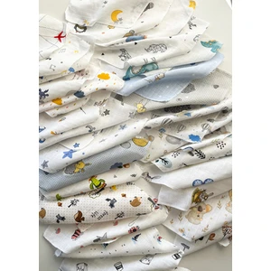 Pamuklu Müslin 5'li Karışık Desen Bebek Ağız Mendili Bebek Mendil 25*25