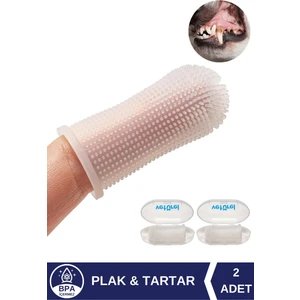 Köpek Diş Fırçası Köpek Parmak Silikon Fırça Ağız Kokusu Diş Eti Plak Tartar Saklama Kutulu 2Li