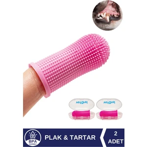 Köpek Diş Fırçası Köpek Parmak Silikon Fırça Diş Temizleyici Plak Tartar Yumuşak Saklama Kutulu 2li