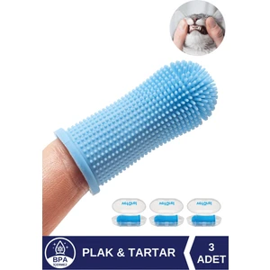Kedi Parmak Fırça Kedi Silikon Diş Fırçası Diş Eti Plak Tartar Yumuşak Hijyenik Saklama Kutulu 3lü