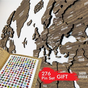 Colorfull Worlds 3 Boyutlu Ahşap Dünya Haritası, Ahşap Duvar Dekoru, Duvar Dekorasyon