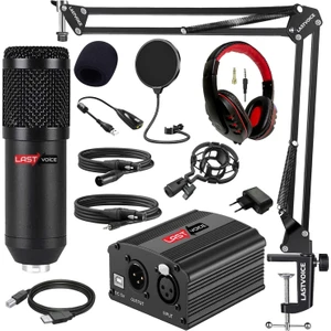 BM800H Stüdyo Mikrofon Phantom Kulaklık Stand Kayıt Seti