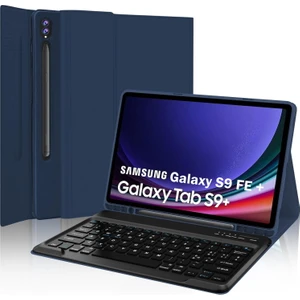 M.TK Moveteck Samsung Galaxy Tab S9 Fe Plus 12.4" Klavyeli Kılıf Kalem Bölmeli Bluetooth Özellikli Stand Türkçe Q