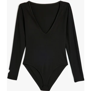X Sibil Çetinkaya - Slim Fit Uzun Kollu V Yaka Bodysuit