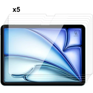 Apple iPad Air 11 Inç 2024 (A2902-A2903) ile Uyumlu Temperli Kırılmaz Cam Ekran Koruyucu 5 Adet