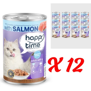 Happy Time Yetişkin Kediler Için Somon Parça Etli Konserve 12X400 gr
