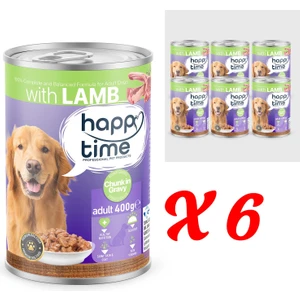 Happy Time Yetişkin Köpekler Için Kuzu Parça Etli Konserve 6X400 gr