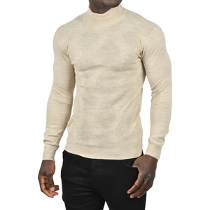 Örme Baklava Desenli Slim Fit Yarım Balıkçı Yaka Boğazlı Kazak 2505511