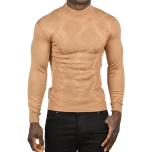 Örme Baklava Desenli Slim Fit Yarım Balıkçı Yaka Boğazlı Kazak 2505511