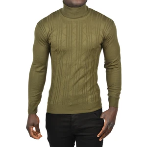 Çizgili Kabartma Desenli Tam Balıkçı Yaka Boğazlı Kazak 2505509