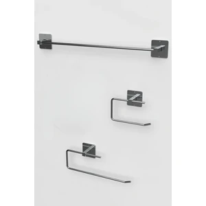 Atacı Home Yapışkanlı Gümüş Uzun Havluluk Wc Kağıtlık ve Kare Havluluk Banyo Mutfak 3'lü Set