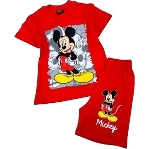 Yazlık Mickey Mouse Baskılı Şortlu Çocuk Takım