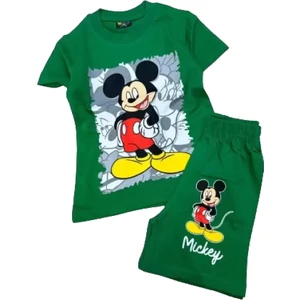 Yazlık Mickey Mouse Baskılı Şortlu Çocuk Takım