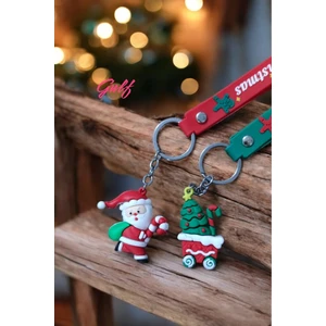 Noel Baba & Noel Sepeti Yılbaşı Temalı 3D Anahtarlık 2 Adet