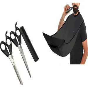 Berber Tıraş Seti - Makas Tarak Önlük - 4 Parça Özel Set