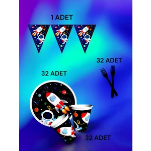 32 Kişilik Uzay Temalı S Paket - Doğum Günü Parti ve Eğlenceli Etkinlikler