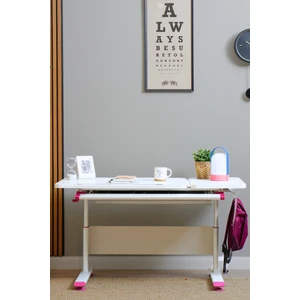 Creo Mobili Yükseklik ve Eğim Ayarlı, Çekmeceli, Vega Basic Çalışma Masası 130x70 cm, Beyaz/Fuşya