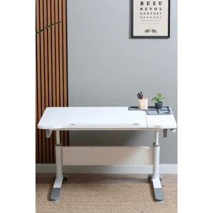 Creo Mobili Yükseklik ve Eğim Ayarlı, Sirius Simple Çalışma Masası Çekmecesiz - 120x75 cm, Beyaz/Gri