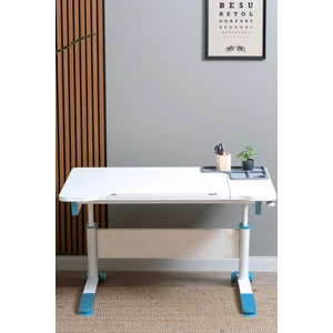 Creo Mobili Yükseklik ve Eğim Ayarlı, Sirius Simple Çalışma Masası Çekmecesiz- 120x75 cm, Beyaz/Mavi