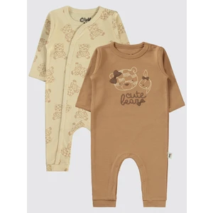 Civil Baby Kız Bebek 2'li Patiksiz Tulum 3-9 Ay Kahve