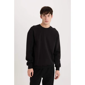 Boxy Fit Bisiklet Yaka Basic Düz Pike Sweatshirt E1519AX25SP