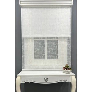 Stor Perde Çift Mekanizmalı Örme Tül Stor & Mat Beyaz Stor Perde % 80 Işıgı Kesme Özelliği