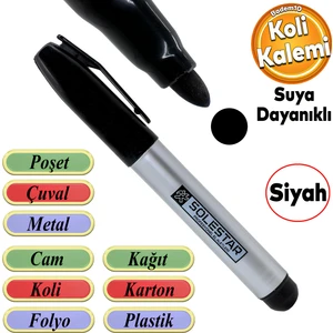Kalıcı Çıkmaz Koli Kalemi Suya Dayanıklı Işaretleme Markalama Siyah Kalem Metal Cam Çuval Folyo