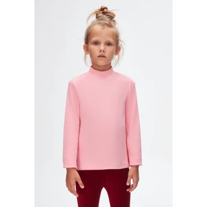 Pembe Basic Kışlık Yarım Balıkçı Yaka Uzun Kollu Kız Çocuk Tişört