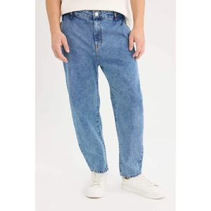 %100 Pamuk Relaxed Slouchy Fit Rahat Kesim Düz Paça Jean Yıkamalı Pantolon E5387AX25SP