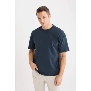 %100 Pamuk Boxy Fit Bisiklet Yaka Basic Düz Kısa Kollu Tişört D7481AX25SP