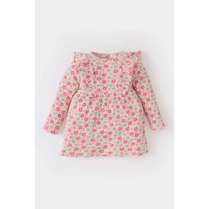 Kız Bebek Çiçekli Uzun Kollu Waffle Elbise D9563A525SP