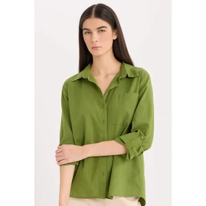 Regular Fit Basic Düz Cepli Uzun Kollu Gömlek W7734AZ25SP
