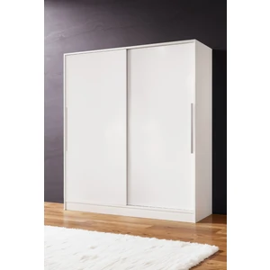 AE-4001 Zambak Sürgülü Dolap Çok Raflı Çekmeceli Askılı Beyaz Kasalı (Beyaz-Beyaz Kapaklı)  Gardırop