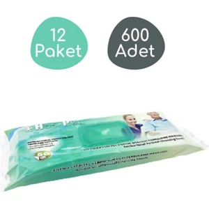 Perine Vücut Temizleme Havlusu 50'li 12'li Paket Antibakteriyel Havlu Büyük Boy