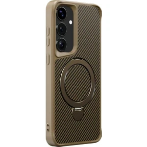 Samsung Galaxy S25 Plus Kılıf Karbon Fiber Magsafeli 360 Dönerli Standlı Alp Kapak