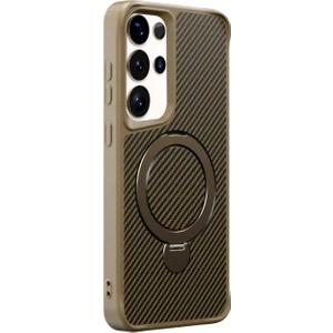 Samsung Galaxy S25 Ultra Kılıf Karbon Fiber Magsafeli 360 Dönerli Standlı Alp Kapak