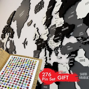 Colorfull World 3 Boyutlu Ahşap Dünya Haritası, Ahşap Duvar Dekoru, Duvar Tablo, Gerçek Dünya Haritası,dünya Haritası