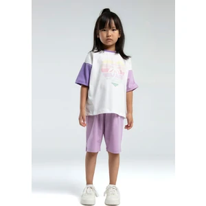 Rolypoly Kız Çocuk Mor Bermuda Takım