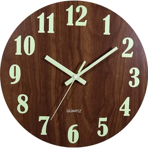 Işıklı Duvar Saati, 12 Inç Ahşap Sessiz Tik Tak Sesi Çıkarmayan Mutfak Saatleri Iç/dış Mekan Oturma Odası Için (Yurt Dışından)